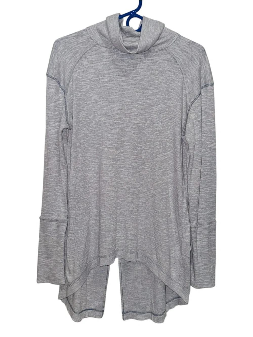 We The Free Boho Light Heather Gray Turtleneck Swing Split Back Pullover